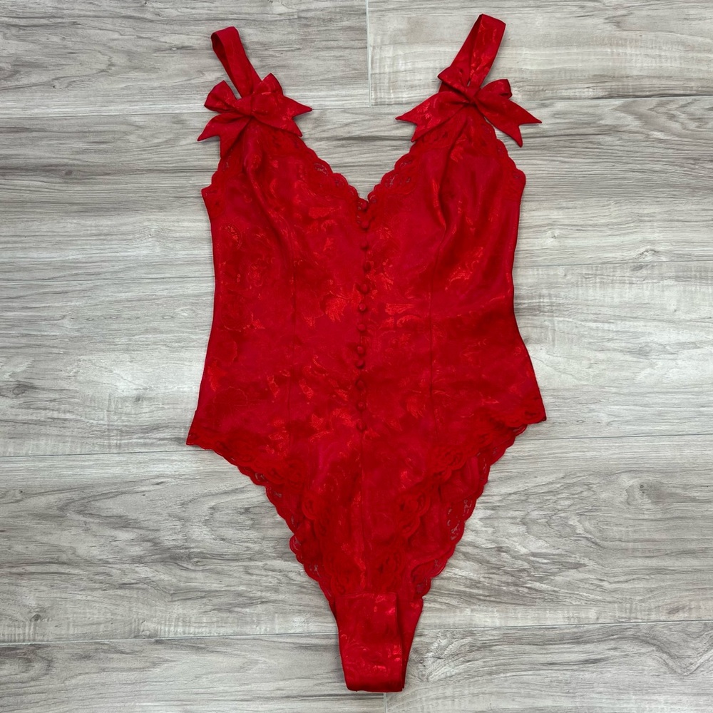 Vintage Victoria’s Secret Red Lace Lingerie Bodysuit Size S